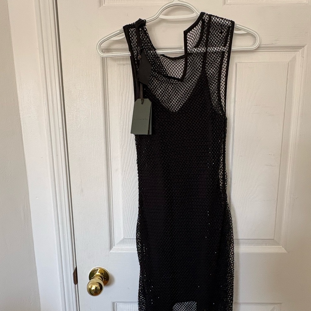 All Saints Black Mesh Dress - Picture 2 of 3